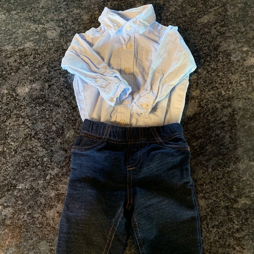 Outfit - carter's striped shirt & denim